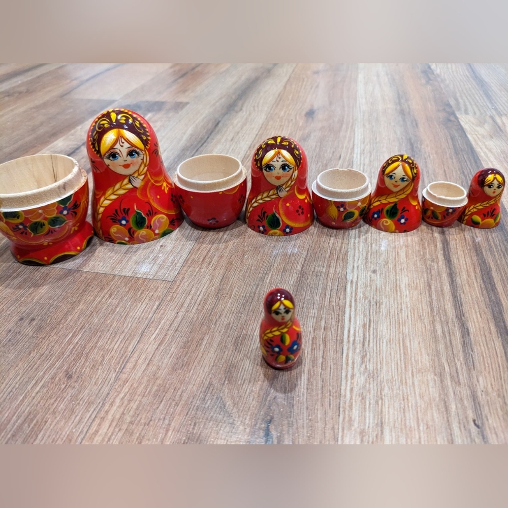 Ornate Russian Hand-Painted Nesting Dolls